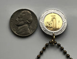 1994 Mexico 1 Peso coin pendant Mexican golden eagle Monterrey Guadalajara Puebla Oaxaca Juárez Morelia Michoacán Zapopan Toluca Chiapas Pachuca Ecatepec Tijuana León Culiacán Veracruz Yucatán Jalisco Acapulco Cancun Cuernavaca Hidalgo Durango n001570