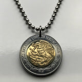 Mexico 2 Pesos coin pendant necklace jewelry Mexican eagle Ecatepec Guadalajara Puebla Juárez Tijuana León Monterrey Acapulco Yucatán Cancún Cuernavaca Oaxaca Jalisco Morelia Toluca Pachuca Chiapas n001126