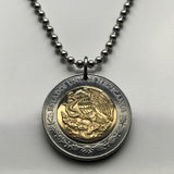 Mexico 2 Pesos coin pendant necklace jewelry Mexican eagle Ecatepec Guadalajara Puebla Juárez Tijuana León Monterrey Acapulco Yucatán Cancún Cuernavaca Oaxaca Jalisco Morelia Toluca Pachuca Chiapas n001126