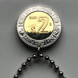 Mexico 2 Pesos coin pendant necklace jewelry Mexican eagle Ecatepec Guadalajara Puebla Juárez Tijuana León Monterrey Acapulco Yucatán Cancún Cuernavaca Oaxaca Jalisco Morelia Toluca Pachuca Chiapas n001126