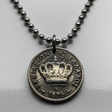 1895 Greece Hellas 10 Lepta coin pendant necklace jewelry Greek crown Athens Thessaloniki Patras Larissa Mykonos Argos Crete Meteora Thebes Pella Halkidiki Macedonia Peloponnese n001331