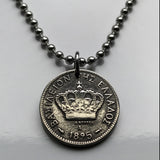 1895 Greece Hellas 10 Lepta coin pendant necklace jewelry Greek crown Athens Thessaloniki Patras Larissa Mykonos Argos Crete Meteora Thebes Pella Halkidiki Macedonia Peloponnese n001331