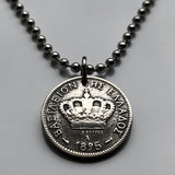 1895 Greece Hellas 10 Lepta coin pendant necklace jewelry Greek crown Athens Thessaloniki Patras Larissa Mykonos Argos Crete Meteora Thebes Pella Halkidiki Macedonia Peloponnese n001331