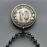 1895 Greece Hellas 10 Lepta coin pendant necklace jewelry Greek crown Athens Thessaloniki Patras Larissa Mykonos Argos Crete Meteora Thebes Pella Halkidiki Macedonia Peloponnese n001331