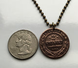 1901 Russia Rossiya 2 Kopeks coin pendant Russian double headed eagle Moscow Saint Petersburg Sochi Yekaterinburg Rus' Novosibirsk Volgograd Red Square Omsk Samara Tatars Siberia Kazan Nizhny Novgorod Chelyabinsk Rostov Cossacks Peter the Great n003613