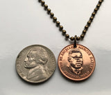 2003 Jamaica 25 Cent coin pendant Jamaican Patois crocodile alligator pineapples Montego Bay Kingston West Indies caribbean necklace n002038