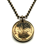 1983 Myanmar Burma 10 Pyas coin pendant necklace Burmese jewelry rice plant blossom Bamar Yangon Naypyidaw Mandalay Bago Hpa-An Taunggyi Monywa Myitkyina Mawlamyine Magway Kayin Sagaing Kachin n000840