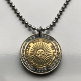 Argentina 1 Peso coin pendant jewelry Sol de Mayo Río de la Plata Buenos Aires Córdoba Rosario Mendoza Tucumán La Plata Mar del Plata Salta San Juan Santa Fe Resistencia Santiago Estero Corrientes Posadas Quilmes Lanús Entre Rios Gaucho Patagonia n000481