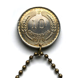 1970 Chile 10 Centimos coin key chain condor Chileno Santiago Antofogasta Rancagua Coquimbo Temuco Andes Tarapacá necklace k000019