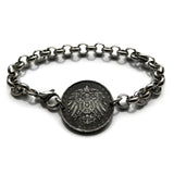 1917 Germany Deutschland 10 Pfennig coin bracelet German black eagle Berlin Hamburg Munich Cologne Frankfurt Stuttgart Düsseldorf Leipzig Dortmund Essen Bremen Dresden Hanover Nuremberg b000092