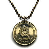 2012 India 5 Rupees coin pendant Ashoka Lion Vaishno Devi Mandir Hindu temple Trikuta Vaishnavi Sarnath Mumbai Bangalore Hyderabad n002597