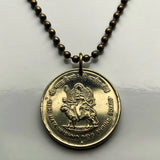 2012 India 5 Rupees coin pendant Ashoka Lion Vaishno Devi Mandir Hindu temple Trikuta Vaishnavi Sarnath Mumbai Bangalore Hyderabad n002597