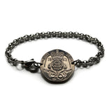 1990 United Kingdom Great Britain 20 Pence coin bracelet Tudor Rose English crown England London Manchester Bristol Sheffield Newcastle Wales Ireland Irish Lancaster Leeds Southampton  b000046