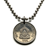 1996 Honduras 20 Centavos coin pendant necklace jewelry pirámide Lempira Lenca Tegucigalpa Choluteca masonic eye Yoro Olancho El Paraíso Atlántida Copán La Ceiba San Pedro Sula Choloma Comayagua Centroamérica n003596