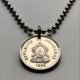 1996 Honduras 20 Centavos coin pendant necklace jewelry pirámide Lempira Lenca Tegucigalpa Choluteca masonic eye Yoro Olancho El Paraíso Atlántida Copán La Ceiba San Pedro Sula Choloma Comayagua Centroamérica n003596