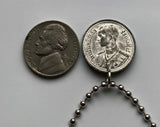 1946 Thailand Siam 25 Satang Münzanhänger Halskette Schmuck Garuda Phra Khrut Pha Fabelwesen Vahana Vishnu Narayana Hindu-Gott Buddhist Bangkok Samut Prakan Mueang Nonthaburi Udon Thani Hat Yai Wat Arun n002603