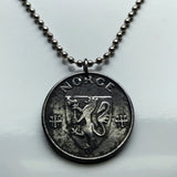 1944 Norway Norge 5 Ore coin pendant World War 2 Nazi German occupation lion Den norske løve Oslo Bergen Stavanger Sandnes Bokmål Nynorsk Viking Trondheim Drammen Fredrikstad Sarpsborg Porsgrunn Skien Kristiansand Ålesund Scandinavia Norse Viken n000940