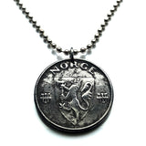 1944 Norway Norge 5 Ore coin pendant World War 2 Nazi German occupation lion Den norske løve Oslo Bergen Stavanger Sandnes Bokmål Nynorsk Viking Trondheim Drammen Fredrikstad Sarpsborg Porsgrunn Skien Kristiansand Ålesund Scandinavia Norse Viken n000940
