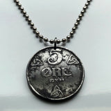 1944 Norway Norge 5 Ore coin pendant World War 2 Nazi German occupation lion Den norske løve Oslo Bergen Stavanger Sandnes Bokmål Nynorsk Viking Trondheim Drammen Fredrikstad Sarpsborg Porsgrunn Skien Kristiansand Ålesund Scandinavia Norse Viken n000940