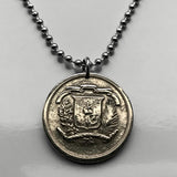 1981 Dominican Republic 25 Centavos coin pendant necklace jewelry escudo Dominicano Santo Domingo Santiago Punta Cana Cibao La Vega Puerto Plata San Cristóbal La Romana Boca Chica Ciudad Colonial San Pedro Macorís n000125