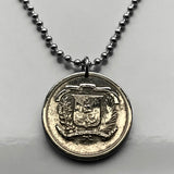 1981 Dominican Republic 25 Centavos coin pendant necklace jewelry escudo Dominicano Santo Domingo Santiago Punta Cana Cibao La Vega Puerto Plata San Cristóbal La Romana Boca Chica Ciudad Colonial San Pedro Macorís n000125