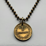 1989 El Salvador 1 Centavo coin pendant necklace jewelry Francisco Morazan San Salvador Santa Ana Soyapango San Miguel América Central Santa Tecla Mejicanos Apopa Delgado Ahuachapán Ilopango Tonacatepeque n003653