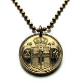 1940 Iceland Ísland 1 Krona coin pendant Icelandic crown Nordic cross World War 2 era Reykjavík Landvættir saga Griðungur Gammur Dreki Bergrisi Vík Skógar Grindavík Danish Kopavogur n001248