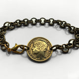 1936 France 50 Centimes French coin rolo link bracelet fashion jewelry Marianne Phrygian cap Paris Marseille Lyon Toulouse Le Havre Bordeaux Nice Strasbourg Carcassonne Nantes Lille Montpellier Dijon Rennes Reims Avignon Metz Toulon Angers Dijon b000121