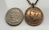 Collar colgante con moneda de 1 centavo de Belice, Honduras Británica, 1939, joyería, época de la Segunda Guerra Mundial, Ciudad de Belice, Benque Viejo del Carmen, América Central, río Hondo, colonia caribeña n002498