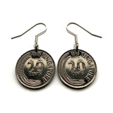 Singapore Singapura 20 Cents coin earrings swordfish broadbills billfish marlin sports fishermen Bedok Lion City Yishun Choa Chu Kang Punggol Ang Mo Kio Bukit Batok Malay Queenstown Bukit Merah Woodlands Jurong Tampines Sengkang Hougang Pasir e000615