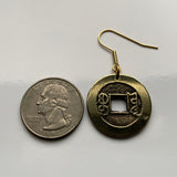 1736-1800 China 1 Cash coin earrings Chinese fashion jewelry Qianlong Manchu Great Qing emperor Dongguan Chongqing Chengdu Nanjing Mandarin Manchuria Han Beijing asia e000056