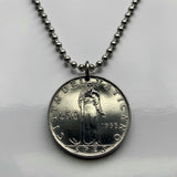 1955 Vatican City Italy coin pendant necklace Italian jewelry SPES HOPE virtue Holy See Rome Roma Pope Pius XII bishop papacy Apostolic Palace episcopal diocese Ecclesiology St Peter's Basilica Capitoline Hill n003629