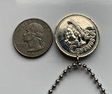 2000 Guatemala 25 Centavos coin pendant necklace jewelry Quetzal bird Mixco Villa Nueva Escuintla Huehuetenango Jutiapa Petapa Tikal Quiriguá Mayas n001829