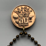 1953 Belgium Belgie Belgique 50 Cent coin pendant necklace The Miner Constantin Meunier Belgian painter sculptor modern art Etterbeek Brussels Charleroi M Museum Leuven Fin-de-Siècle Museum Bruges Antwerp Ghent Liège Namur Limbourg Mechelen n000303