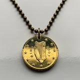 2003 Ireland Éire 10 Euro Cent coin pendant necklace jewelry Irish Celtic harp Cláirseach Dublin Cork Limerick Galway Waterford Gaelic Ulster Carlow Drogheda Swords Dundalk luck of the Irish Saint Patrick's Day n000755