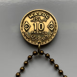 1952 Morocco Maroc 10 Francs coin pendant pentagram Rabat Fez Maghreb Arabic abjad Derdja Berber moors Africa Barbary Islam Hassaniya n001003