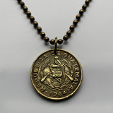 1963 Guatemala 1 Centavo coin pendant necklace jewelry resplendent Quetzal bird rifles Chapín Quetzaltenango espadas Jalapa Escuintla Guate Petapa K’iche' n000965