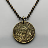 1963 Guatemala 1 Centavo coin pendant necklace jewelry resplendent Quetzal bird rifles Chapín Quetzaltenango espadas Jalapa Escuintla Guate Petapa K’iche' n000965