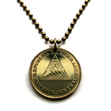 2007 Nicaragua 25 Centavos coin pendant necklace fashion jewelry piramide Nicaraguense pyramid Nicoya Pinolero Nicas Managua Sumo Rama Bilwi Jinotega Matagalpa León Misumalpan Bluefields Cordoba Ocotal Central America n001447