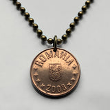 2008 Rumänien 5 Bani Münze Anhänger Halskette Schmuck rumänischen Steinadler Bukarest orthodoxe Kreuz Balkan Moldawien Walachei Siebenbürgen Halskette n002752