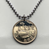 1959 South Korea 50 Hwan coin pendant necklace jewelry Korean Turtle Ship battleship Geobukseon Joseon Japanese war navy Panokseon Battle of Sacheon n001145