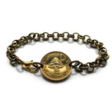 Lebanon Liban 5 Piastres coin rolo link chain bracelet jewelry Lebanese cedar tree lion Beirut Tripoli Zahlé Sidon Aley Tyre Nabatieh Ra's Bayrut The Levant Jounieh Batroun Baalbek Beqaa Valley Middle East Shami Levantine Arabic b000119