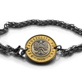 1995 Poland Polska 2 Zlote Stainless Steel Wheat Braided Chain coin bracelet white Polish eagle Warsaw Krakow Lodz Wrocław Poznan Gdansk Szczecin Bydgoszcz Lublin Katowice Polak Polans Poles Slavs Zakopane Oswiecim Kolobrzeg b000029