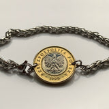 1995 Poland Polska 2 Zlote Stainless Steel Wheat Braided Chain coin bracelet white Polish eagle Warsaw Krakow Lodz Wrocław Poznan Gdansk Szczecin Bydgoszcz Lublin Katowice Polak Polans Poles Slavs Zakopane Oswiecim Kolobrzeg b000029