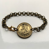 Finland Suomi 20 Pennia coin rolo link chain bracelet fashion jewelry Finnish lion Helsinki Espoo Finnic Nordic tree of life Tampere Vantaa Oulu Turku Lahti Savonlinna Uusimaa Pirkanmaa Jyväskylä Porvoo b000118