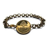 1952 Lebanon Liban 25 Piastres coin rolo link chain bracelet jewelry Lebanese cedar tree Beirut Tripoli Zahlé Sidon Aley Tyre Nabatieh Ra's Bayrut The Levant Jounieh Batroun Baalbek Beqaa Valley Middle East Shami Levantine Arabic b000097