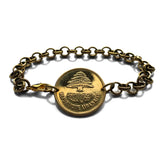 1952 Lebanon Liban 25 Piastres coin rolo link chain bracelet jewelry Lebanese cedar tree Beirut Tripoli Zahlé Sidon Aley Tyre Nabatieh Ra's Bayrut The Levant Jounieh Batroun Baalbek Beqaa Valley Middle East Shami Levantine Arabic b000097