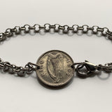 1963 Ireland Éire 3 Pence coin bracelet jewelry Irish rabbit hare bunny Celtic harp Cláirseach Gaelic Dublin Cork Limerick Galway Waterford Cliffs of Moher Connacht Leinster Munster Carlow Guinness Hibernia Swords St Patrick's Day Drogheda Ulster b000048