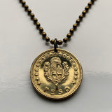 1965 Uruguay 1 Peso coin pendant necklace jewelry Sol de Mayo cerro Montevideo Salto Artigas Charrúa Villa del Cerro Punta del Este Ciudad de la Costa Paysandú Las Piedras Casabó Maldonado Melo n001596