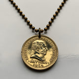 1965 Uruguay 1 Peso coin pendant necklace jewelry Sol de Mayo cerro Montevideo Salto Artigas Charrúa Villa del Cerro Punta del Este Ciudad de la Costa Paysandú Las Piedras Casabó Maldonado Melo n001596